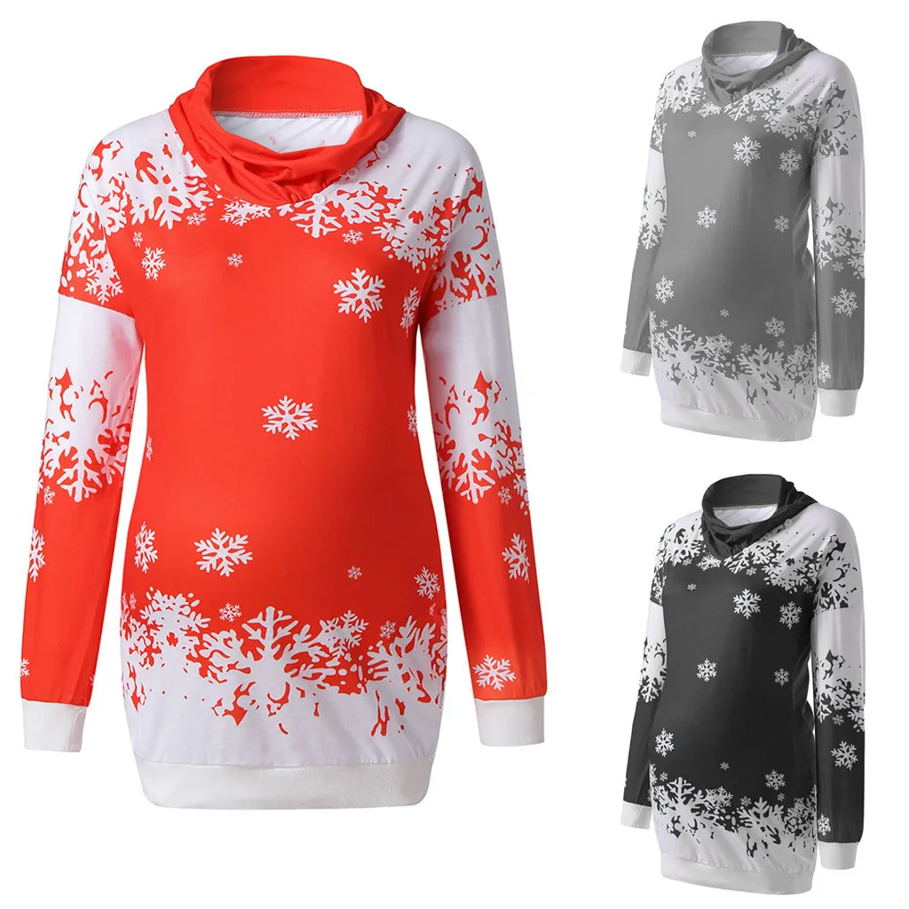 

2019 Tops Women Christmas Maternity Nursing Tops Long Sleeve Top Pregnant Blouse