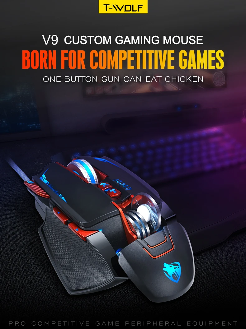 Professional Wired Gaming Mouse gamer 8 Button 3200 DPI LED Optical USB Computer Mouse Gamer Mice V9 Game Mouse Silent for PC