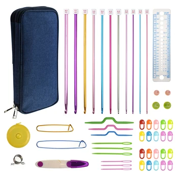 

Premium Crochet Hooks Set With Case Creative Knitting Needles Set DIY Needle Arts Craft Scissors Stitch Markers Sewing Tools