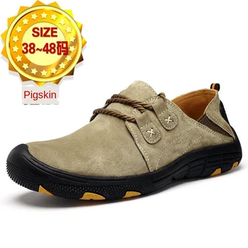 

Mocassin Homme Casual Shoes Doug Leather Shoes Genuine Leather Slip-on Men Loafers Cow Leather Pig Split Rubber Solid Summer