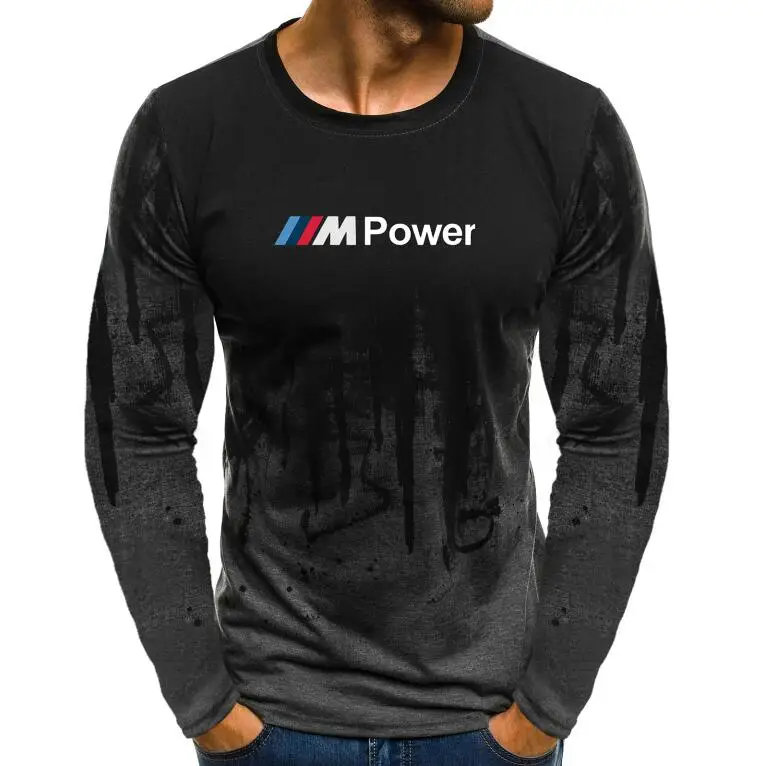 Autumn Lycra Cotton Men'S T-Shirt Motorsport M Power Print T Shirts Men Camouflage Casual Mens Long Sleeve Tshirt For Male | Мужская