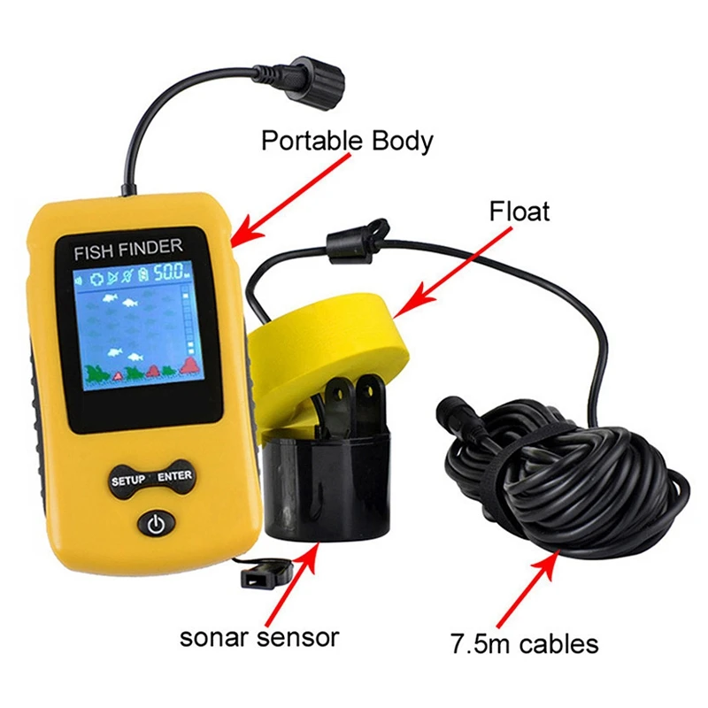  Portable Sonar Fish Finder With Coloured Lcd Display Screen Fish Finder Fishing Lure Echo Sounder F