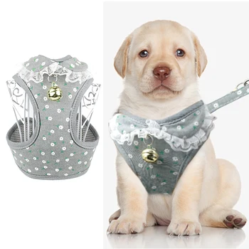 

Soft Mesh Pet Puppy Dog Cat Harness Leash Set With Bell Cute Lace Pet Vest For Small Medium Dogs Chihuahua Yorkie Teddy S M L XL