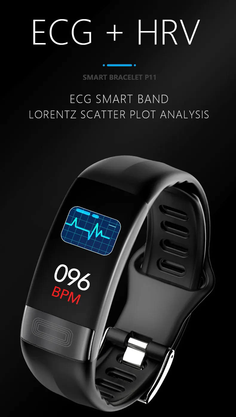 ECG+ HRV браслет для здоровья кровяное давление смарт-Браслет фитнес-трекер браслет с напоминанием о звонках для IOS Andriod для мужских и женских часов