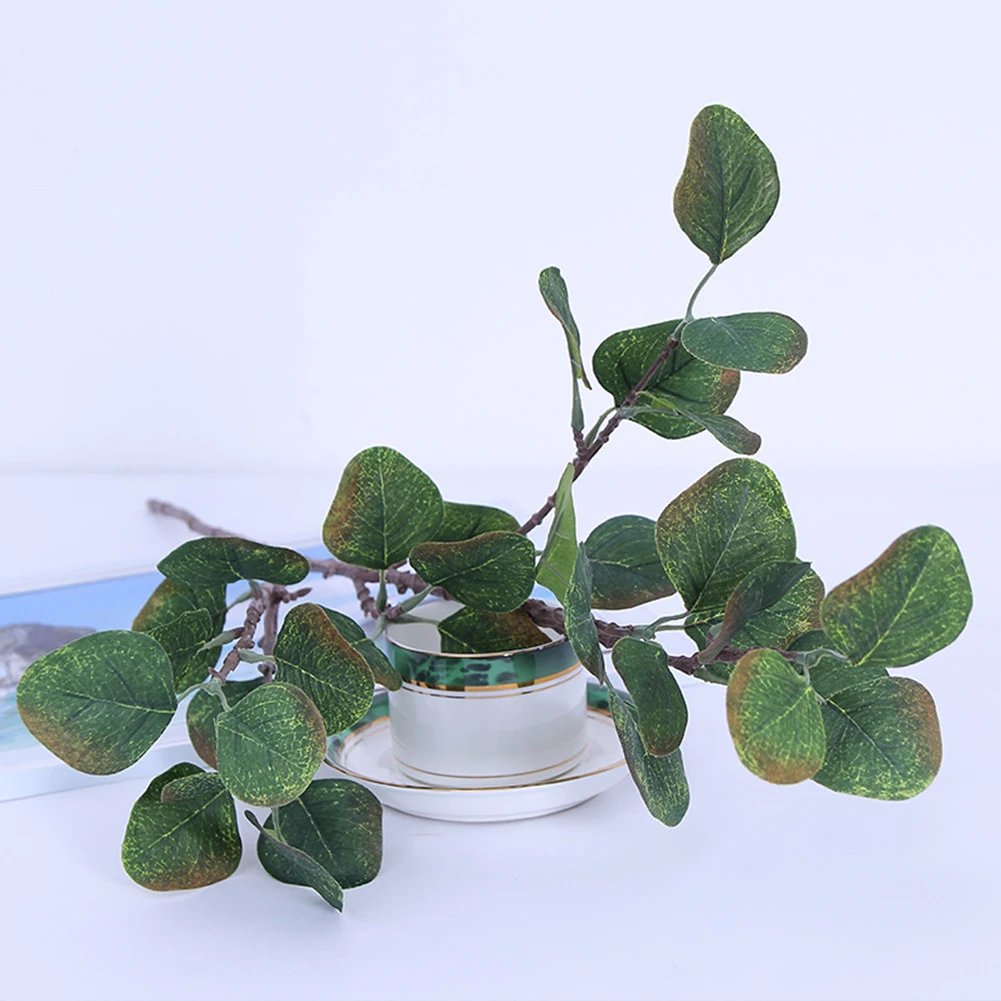 Tree Branches Green Artificial Autumn Silver Dollar Eucalyptus Leaf Fake Eucalyptus Leaves For Home Office DIY Artificial Plants