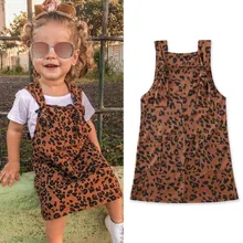 Детское платье для маленьких девочек 1-6 лет; леопардовый принт; комбинезон на лямках без рукавов; прямое платье-комбинезон