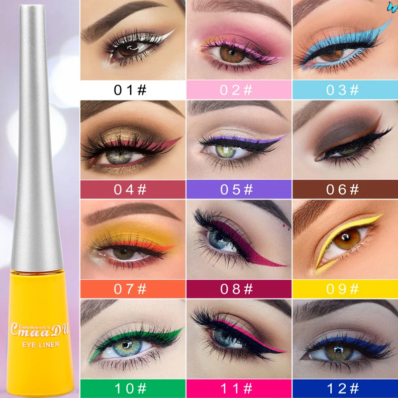 12 Colors Liquid Matte Eyeliner Makeup Waterproof Easy To Wear Blue Purple White Gel For Eye Liner Party Beauty Cosmetics |