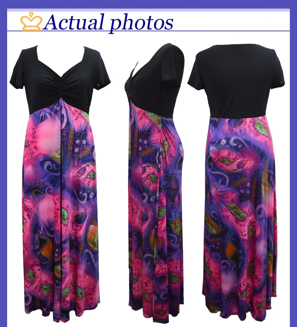 Vestido Largo, женское летнее платье, сексуальное, глубокий v-образный вырез, ropa mujer verano,, Цветочное платье размера плюс, 7XL, Цветочные Вечерние платья FQ126