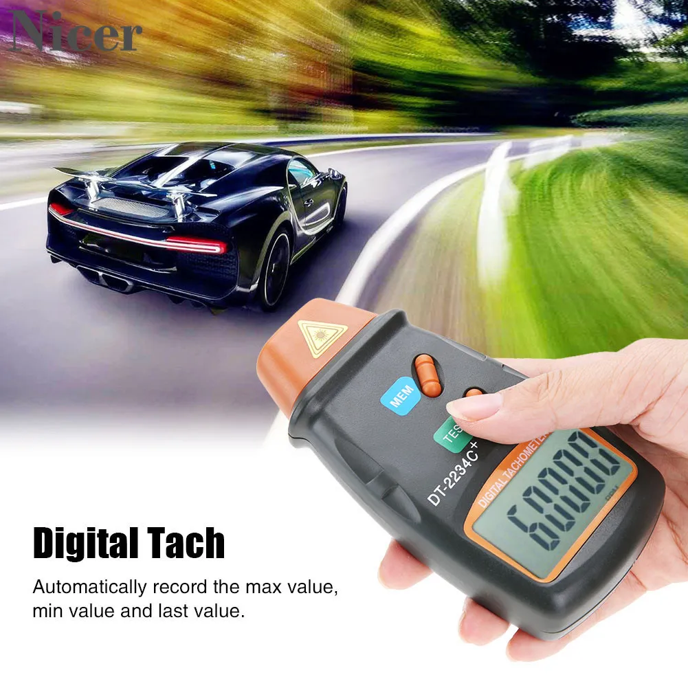 DT-2234C Non-Contact Digital LCD Laser Photo Tachometer Mini RPM Tester Meter Digital LCD Tachometer 