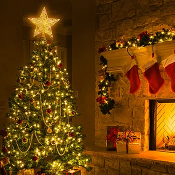

Christmas Tree Top Light Star Shape LED Snowstorm Snowman Stripe RGB Laser Projector Lights Christmas Tree Ornament SDF-SHIP