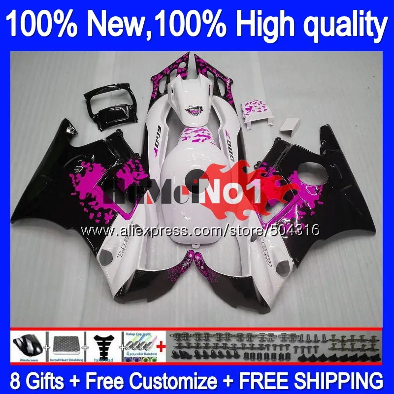 Корпус+ майка для HONDA CBR 600F3 CC CBR600FS 1997 1998 3MC. 199 CBR600 F3 FS 600CC 600 F3 97-98 CBR600F3 97 98, светло-розовые, белые обтекатели