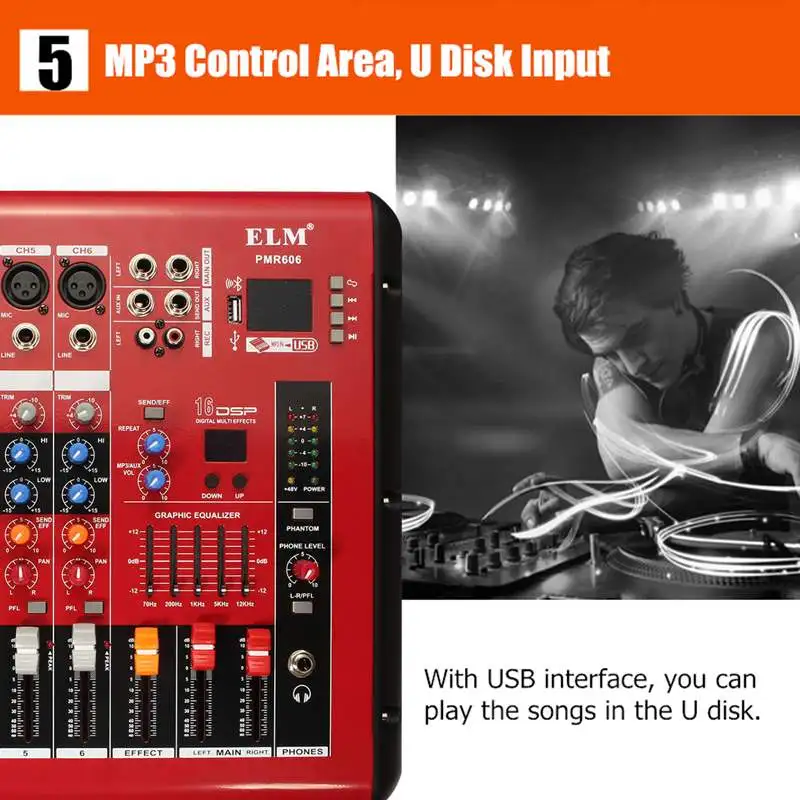 6 Channels bluetooth Sound Mixing Console Record