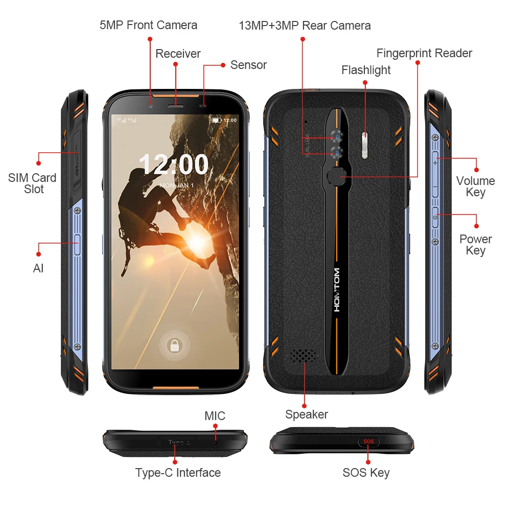 HOMTOM HT80 IP68 водонепроницаемый смартфон 4G LTE Android 10 5,5 дюймов 18:9 HD+ MT6737 четырехъядерный NFC Беспроводной заряд SOS мобильный телефон