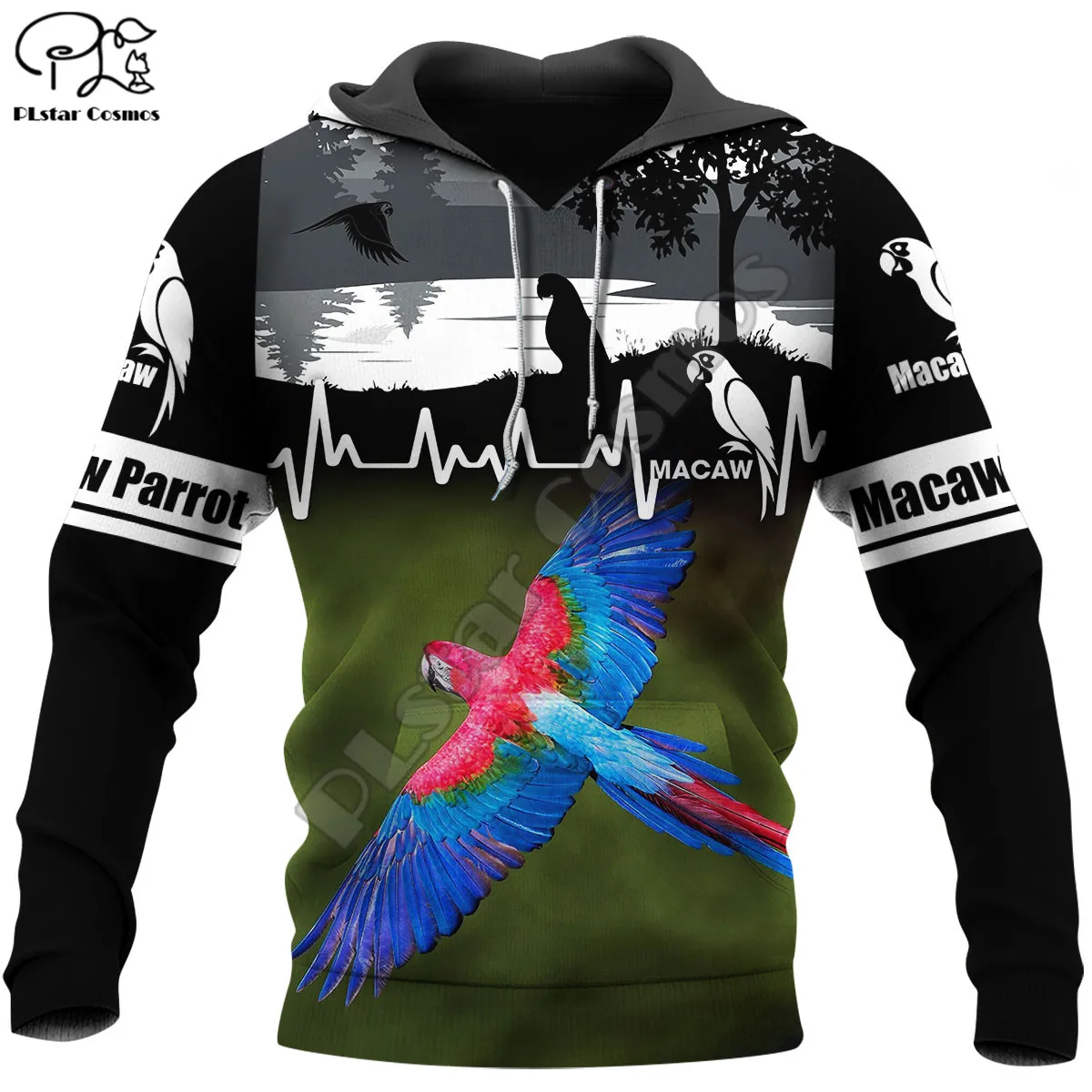 

PLstar Cosmos Animal Macaw Parrot New Sweatshirt Retro Funny Streetwear 3D Printed Zipper Hoodie Jacket Unisex Pullover Style-12