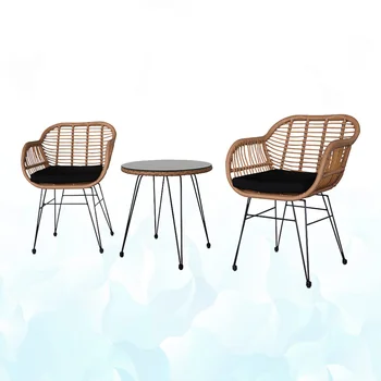 

1 Set Useful Practical Durable Yard Table Outside Chair Rattan Chair for Store