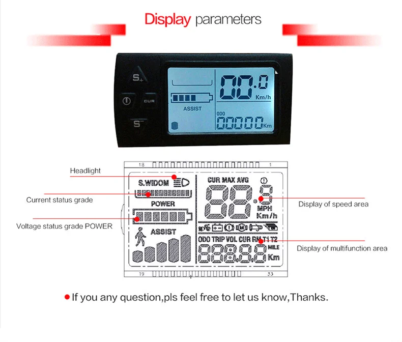 Best 36V 48V LCD Electric Bike Display for Electric Bike bldc Controller Control Panel for Electric Bicycle e Bike Kit ebike Parts 3