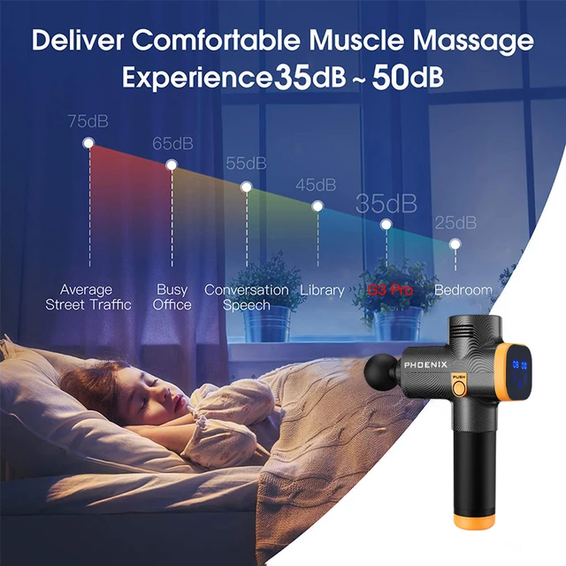 Phoenix a2 6 Heads Lcd Massage Gun Muscle Stimulator 20 Speeds Phoenix Massage Body Massager Black