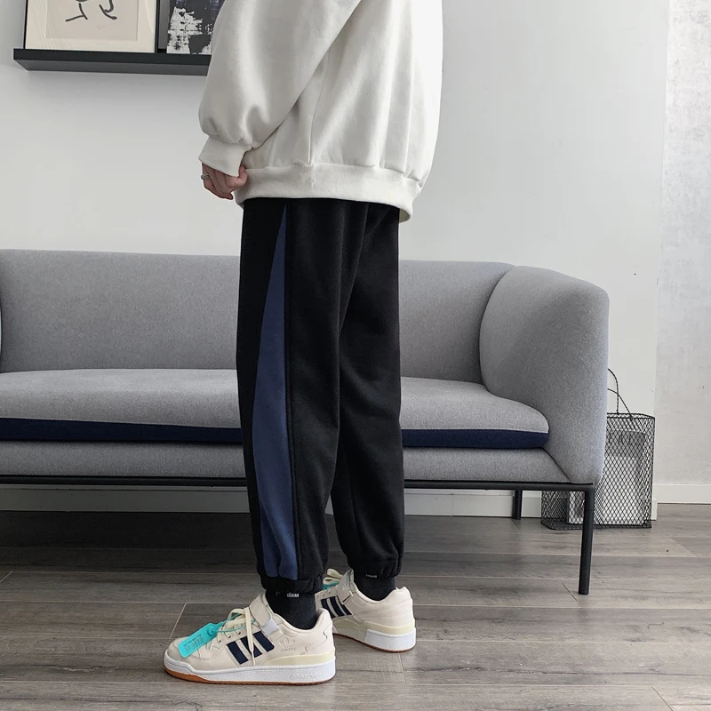 Winter Plus Velvet Thick Sweatpants Men s Fashion Hit Color Casual Joggers Pants Men Streetwear Hip 3