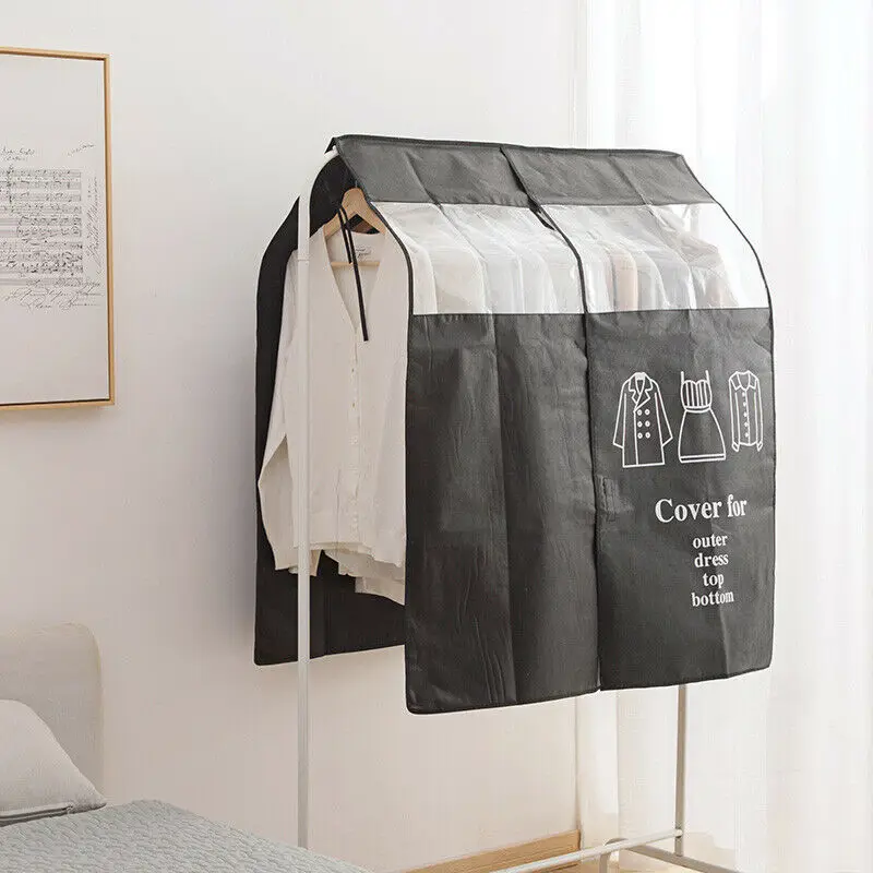 

1pcs Wardrobe Clothing Dust Cover Non-woven Clothes Hanging Garment Bag for Home Clothes Storage Hanging Suit Dust Jacket Cover