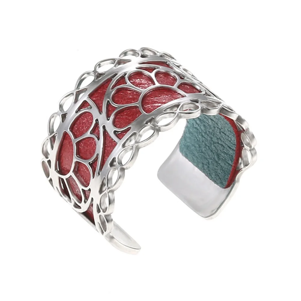 Legenstar кольца из нержавеющей стали для женщин Bijoux Homme следа ноги регулируемое кольцо Сменное кожаное женское кольцо Argent - Цвет основного камня: red silver