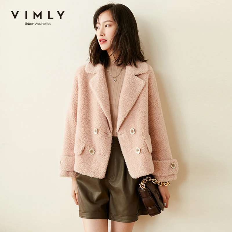 Куртка Vimly женская короткая зимняя элегантная двубортная однотонная плотная теплая верхняя одежда с