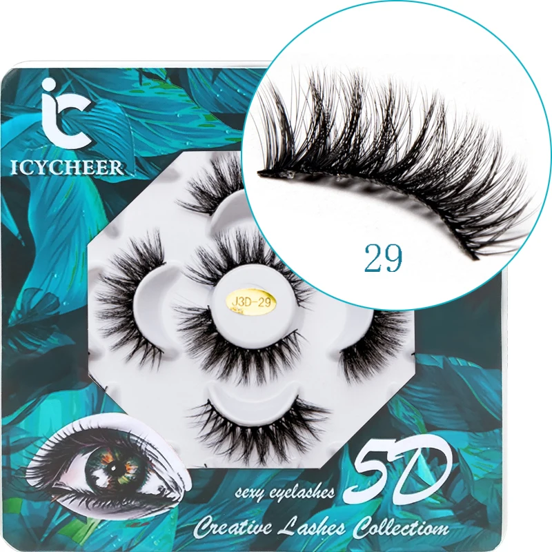 ICYCHEER 7 пар 3D норковые ресницы натуральные накладные ресницы пышный объем высокое качество накладные ресницы для наращивания ресниц шелковые ресницы - Цвет: 29