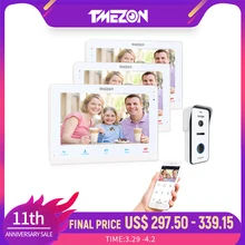 Tuya TMEZON Wifi inalámbrico inteligente timbre de Video de IP sistema de intercomunicación de 10 pulgadas + 2 x Monitor de 7 pulgadas con 1x720P con cable telefonillo con cámara