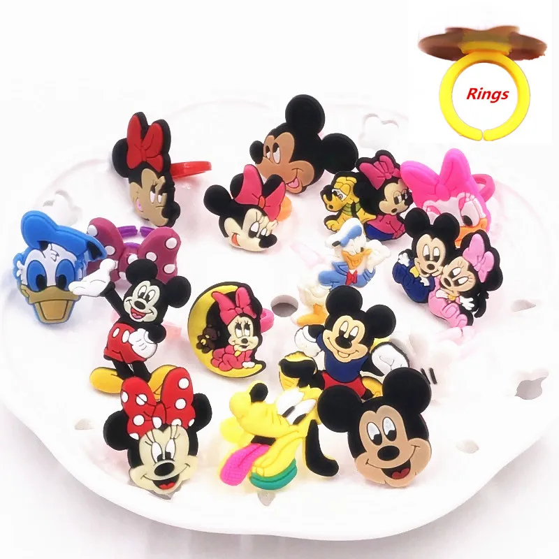 

1PCS Cute Animal Cartoon Mickey Minnie Icon PVC Finger Rings For Kids Party Gifts New Design Finger Accessories Children Jewelry