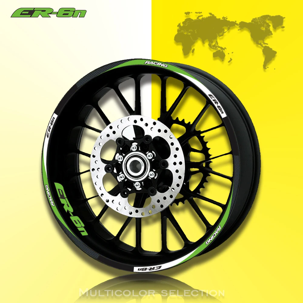 

Лидер продаж, наклейки на передние и задние края мотоцикла, внешние обода, наклейки на колеса, Светоотражающие Водонепроницаемые 17-дюймовые наклейки для Kawasaki ER-6N