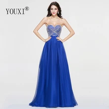 Королевское синее платье для выпускного вечера Сексуальное Милое 30D шифон Бисероплетение Кристалл А-силуэт vestidos largos de fiesta