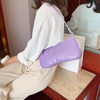 

Retro niche personality, western style, crocodile pattern, one-shoulder, underarm bag, female Korean version of solid color