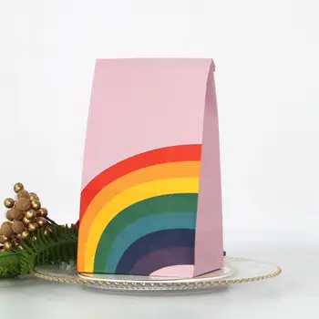 

40Pcs Rainbow Pattern Kraft Paper Bags Sweet Candy Gift Pouch Food Packaging Box Wrapping Bags Wedding Birthday Party Supplies