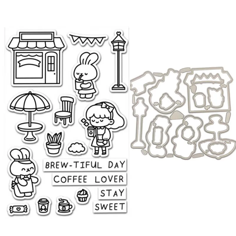 

sweet Metal Cutting Dies and Transparent Clear Stamps for Scrapbooking for DIY Card Making Cutting Crafts Stencil Dies