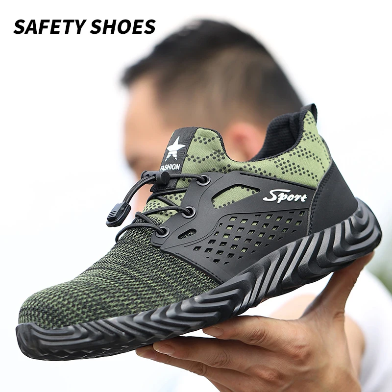 Men's Safety Work Shoes Boots For Male Protective Steel Toe Cap Boots Anti-Smashing Construction Safety Work Sneakers