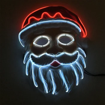 

Santa Claus Light Up Mask LED EL Wire Glowing Mask Christmas Halloween Festival Carnival Party Cosplay Costume Supplies