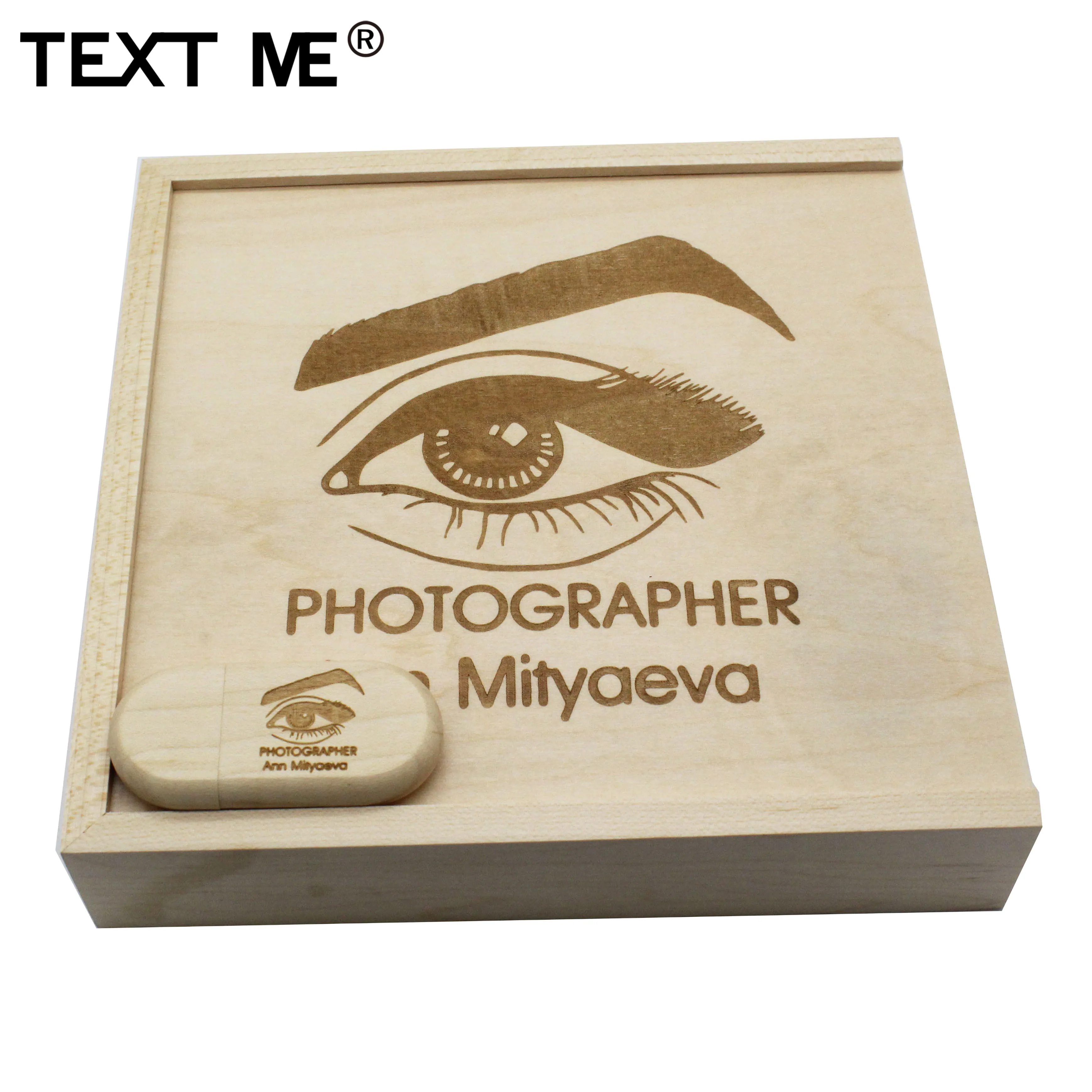 TEXT ME 170 мм * кленовые Деревянные + коробка фотография логотип 64 Гб usb флеш