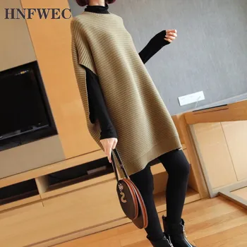 

2019 Autumn and Winter New Sleeveless Sweaters Women Fashion Pluz Size Wild Pullovers Sweaters Female Solid Color D938