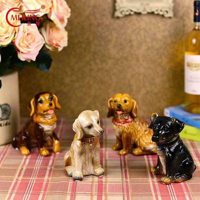 

American Vintage Glazed Ceramic Dog Figurine Handmade Animal Pet Lover Ornaments For Room Home Decor Birthday Graduation Gift