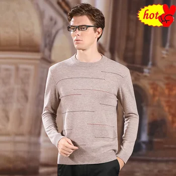 

2020 Sweater Men NEW Arrival Pure Merino Wool O-Neck Casual Striped Homme Fashion Trend Streetwear Pullovers