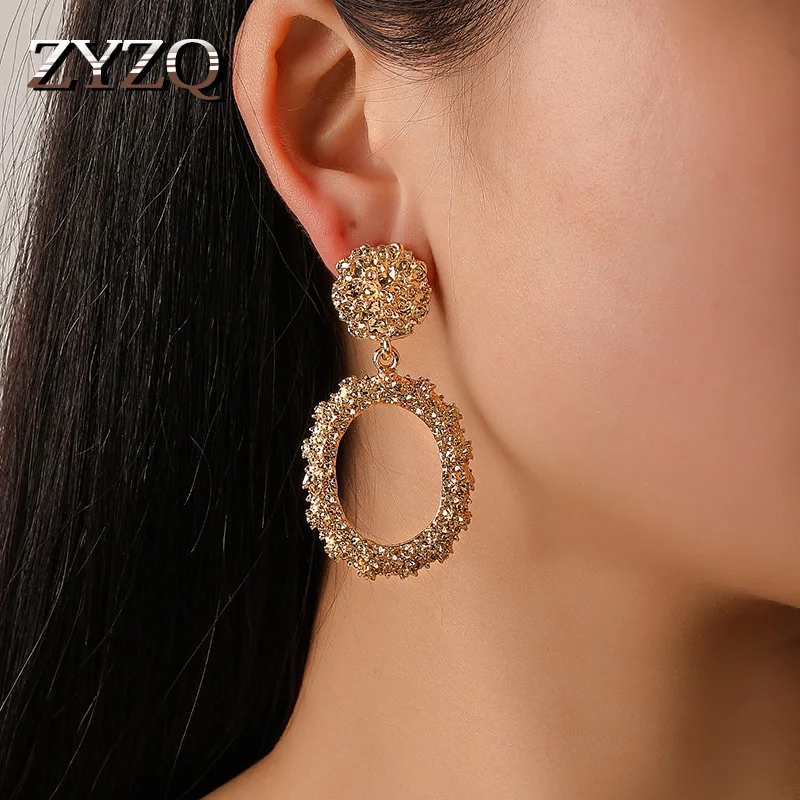 

ZYZQ Classic New Geometric Big Loop Earrings Official Occassoin Party Suit Accessorie Jewelry Gadget Statement Drop Earrings
