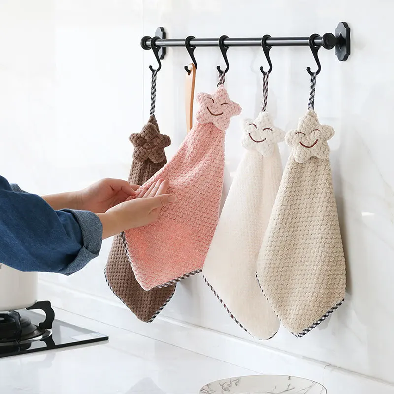 Bathroom Kitchen/&Bathroom Towel Coral Fleece Towel Fleece Towels Hanging Towel
