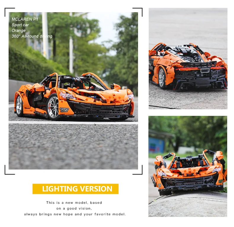Конструкторных блоков, Детские кубики MOC-16915 двигатель автомобиля McLaren P1 Скорость рисунком «машинки», приложение блок RC игрушки Technic детские игрушки рождественские подарки