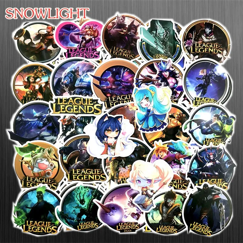 10/30/50/100 pcs/pack  PVC Waterproof League Legends Fun Sticker Toys For Children For Moto Car Suitcase Fashion Laptop Stickers