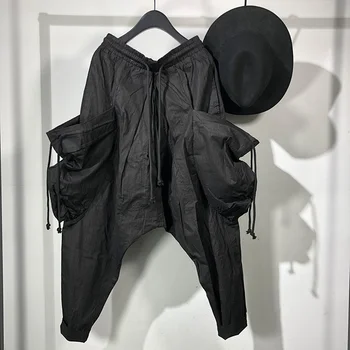 

Owen Seak Men Casual Cargo Pants High Street Wear Dark Ankle Length Pants Men Japanese Sweatpants Autumn Harem Black Pants