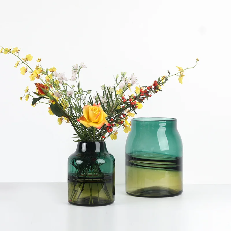 Light Luxury Gradient Transparent Glass Vase Green Plant Flower Arrangement Hydroponics Desktop Decoration Decorative Home Vase