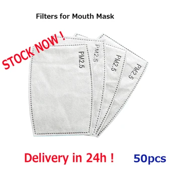 

50pcs Mouth Mask Filters Activated Carbon Mask Filter Non-woven Filter for Mask Mouth Cover Cute Unisex Mask