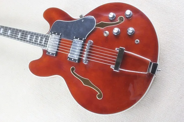 Envatio Gratis nueva llegada guitarra de jazz eléctrica personalizada de alta calidad guiar semi-hueco de jazz negro hai3
