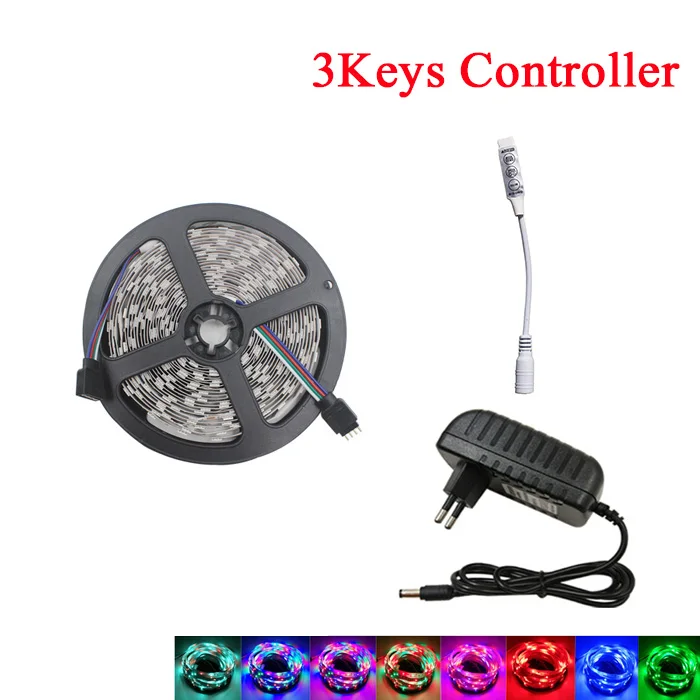 RGB Светодиодная лента светильник SMD 2835 5 м Водонепроницаемая RGB лента 12В лента Диодная Светодиодная лента s светильник Гибкая полоса лампа ИК wifi контроллер - Испускаемый цвет: 5m RGB-3Key Control