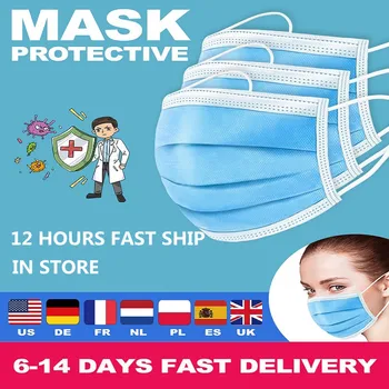 

Mask Disposable Nonwoven 3 Layer Ply Filter Mask Mouth Face Mask Filter Safe Breathable Dustproof Protective Masks 12 Hours Ship