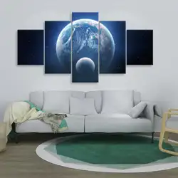 Настенные художественные полотна картины HD печать Вселенная Галактика земля 5 панель абстрактная космическая планета Аврора Модульная
